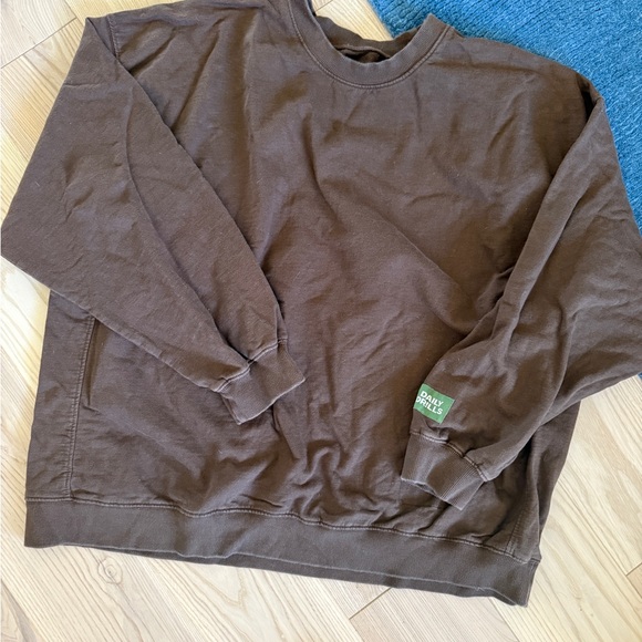 Daily Drills mocha fleece Crewneck Sweater XS/S - Picture 3 of 6
